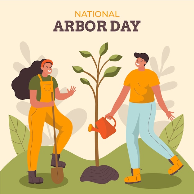 Ilustración plana del día del árbol