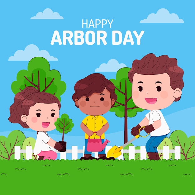 Ilustración plana del día del árbol