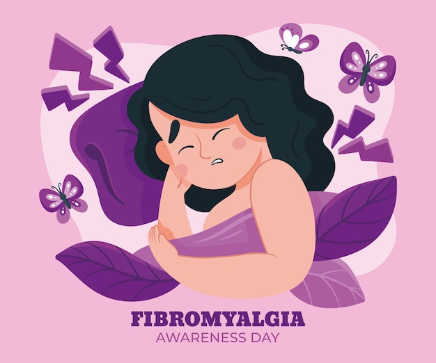 Ilustración plana para el día de concientización sobre la fibromialgia