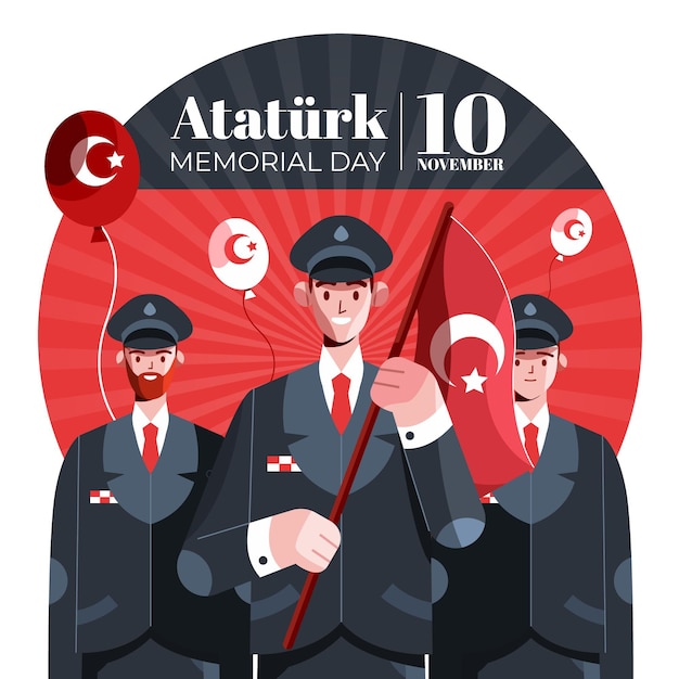 Vector ilustración plana del día conmemorativo de ataturk