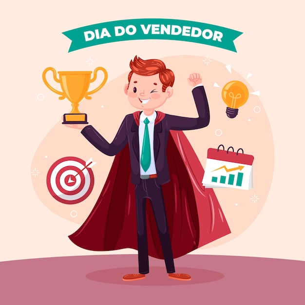 Ilustración plana para dia do vendedor