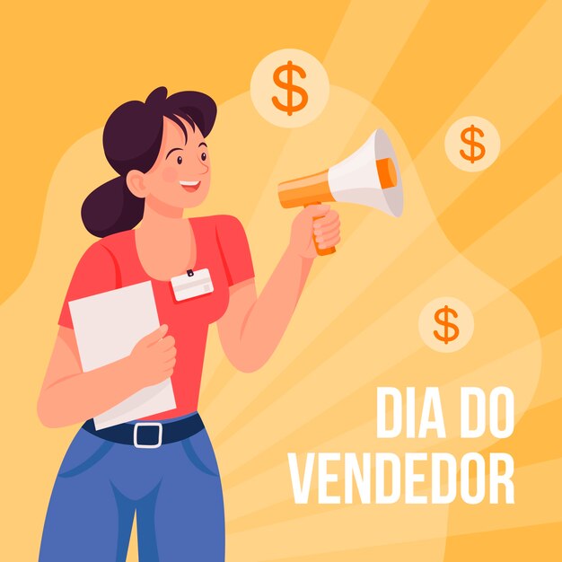 Ilustración plana para dia do vendedor