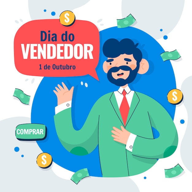 Vector ilustración plana para dia do vendedor