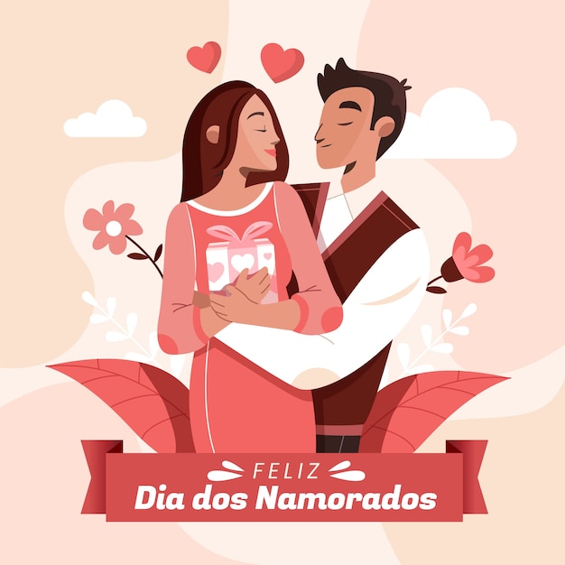 Ilustración plana dia dos namorados