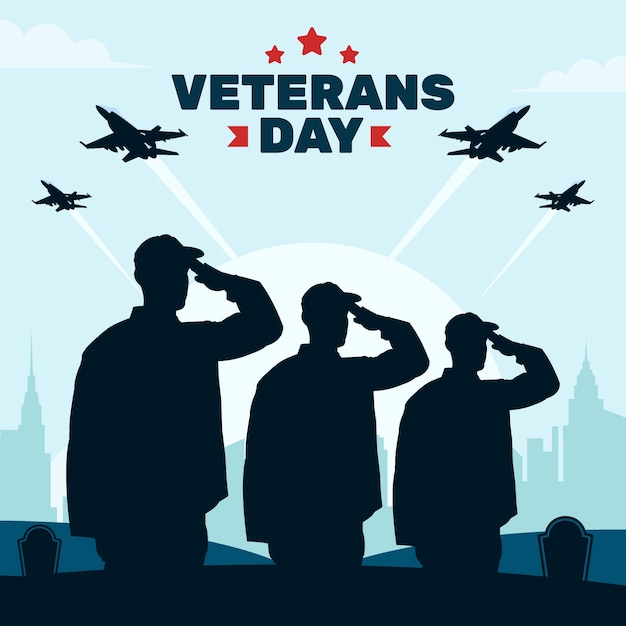 Vector ilustración plana para el día festivo del día de los veteranos estadounidenses.