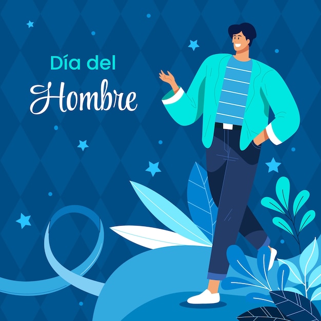 Vector ilustración plana para el día del hombre en español.