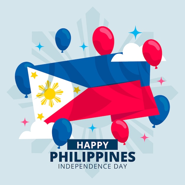 Ilustración plana del día de la independencia de filipinas
