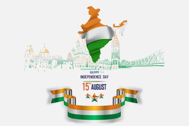 ilustración plana del día de la independencia de India con estilo de Bengala Occidental