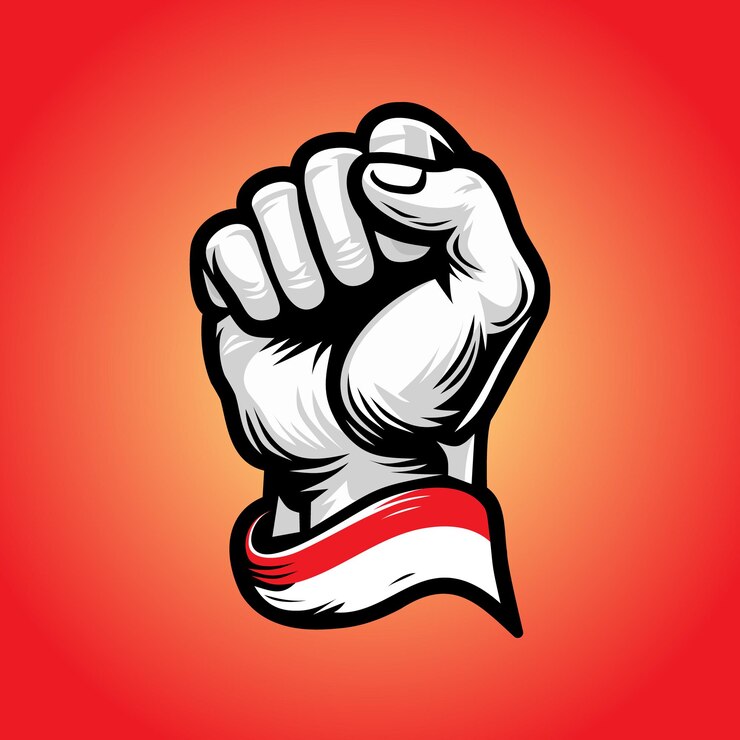 Ilustración plana para el día de la independencia de Indonesia con el logotipo de la mano