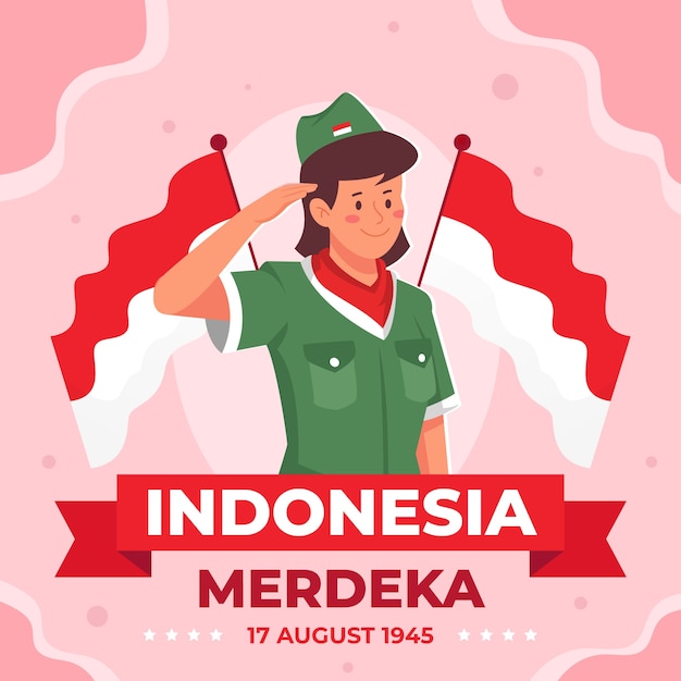 Vector ilustración plana del día de la independencia de indonesia