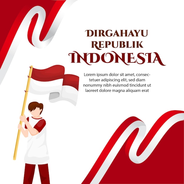 Ilustración plana del día de la independencia de indonesia