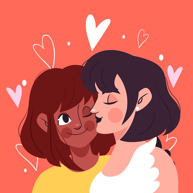 Ilustración plana del día internacional del beso