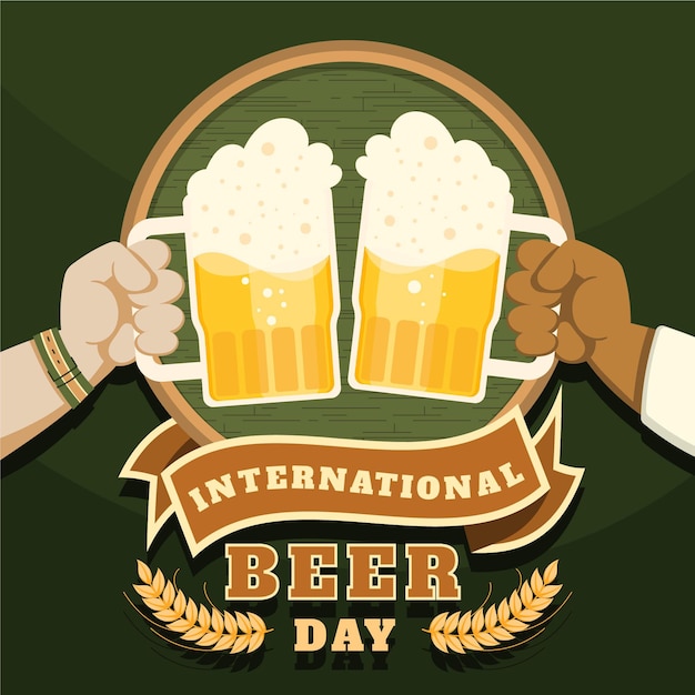 Ilustración plana del día internacional de la cerveza