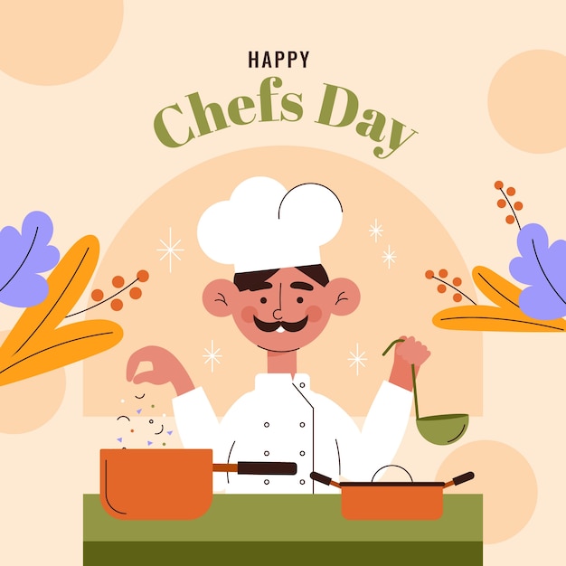 Ilustración plana del día internacional de los chefs