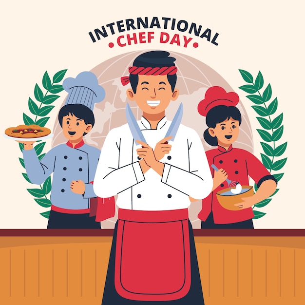 Vector ilustración plana del día internacional de los chefs