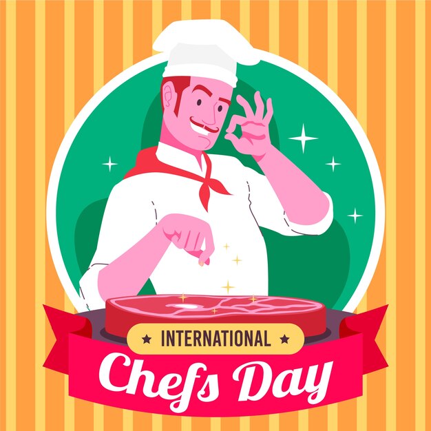 Vector ilustración plana del día internacional de los chefs