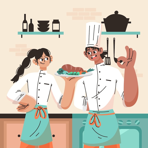 Ilustración plana del día internacional de los chefs