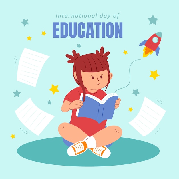 Vector ilustración plana del día internacional de la educación