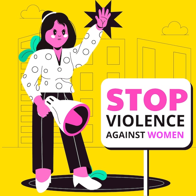 Ilustración plana para el Día Internacional para la Eliminación de la Violencia contra la Mujer