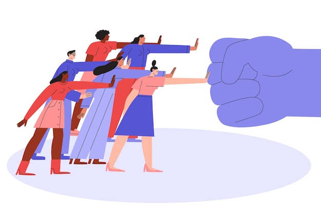 Ilustración plana del día internacional para la eliminación de la violencia contra las mujeres.