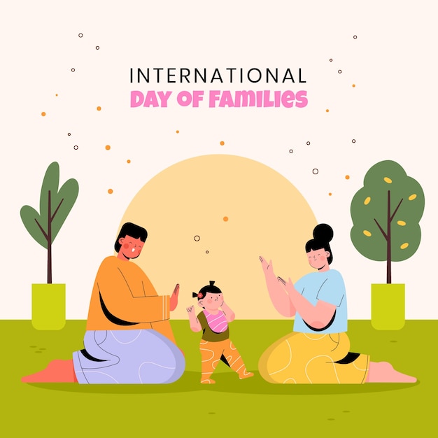 Ilustración plana para el día internacional de las familias