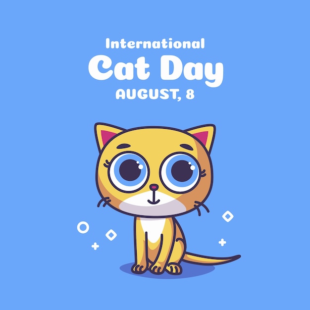 Vector ilustración plana del día internacional del gato con gato