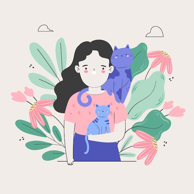 Ilustración plana del día internacional del gato