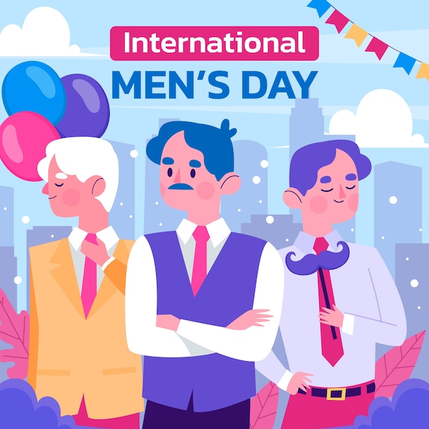 Vector ilustración plana del día internacional del hombre