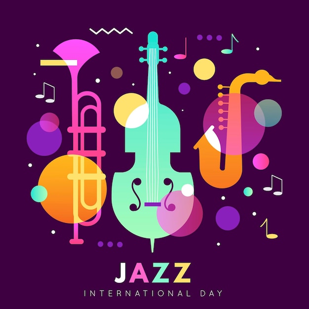 Ilustración plana del día internacional del jazz