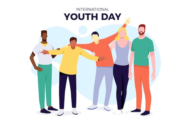 Ilustración plana del día internacional de la juventud