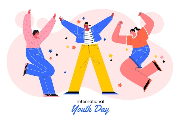 Vector ilustración plana del día internacional de la juventud