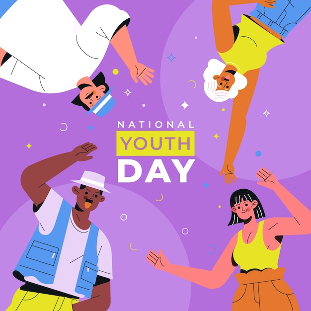 Vector ilustración plana del día internacional de la juventud