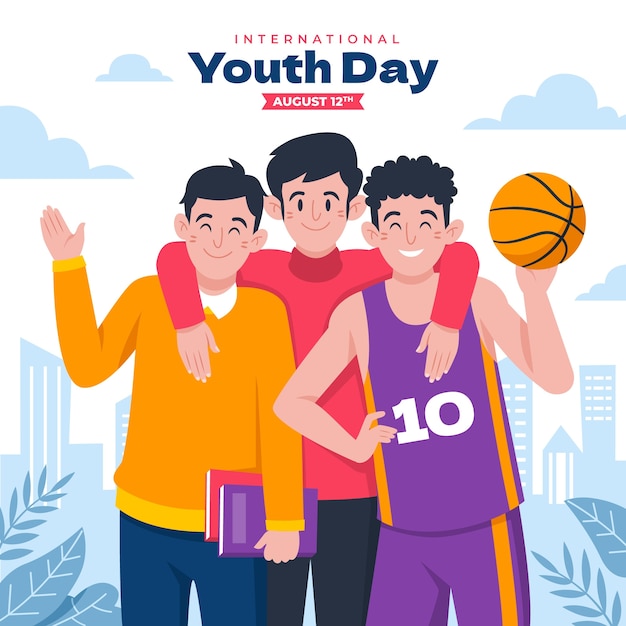 Ilustración plana del día internacional de la juventud