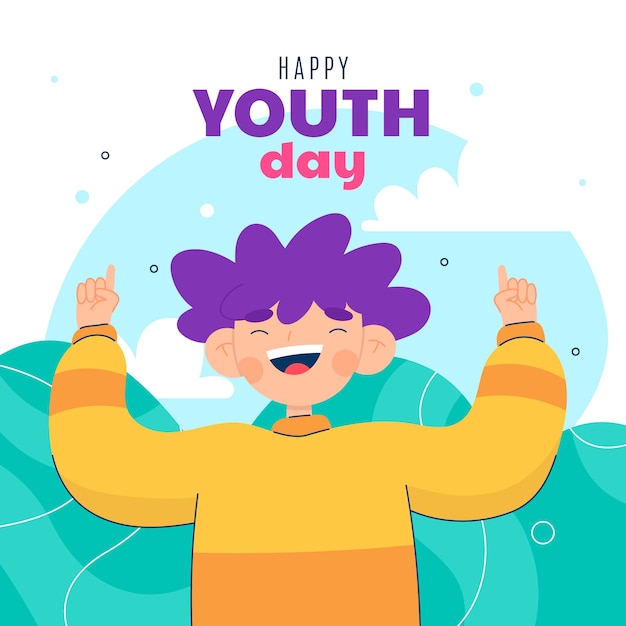 Vector ilustración plana del día internacional de la juventud