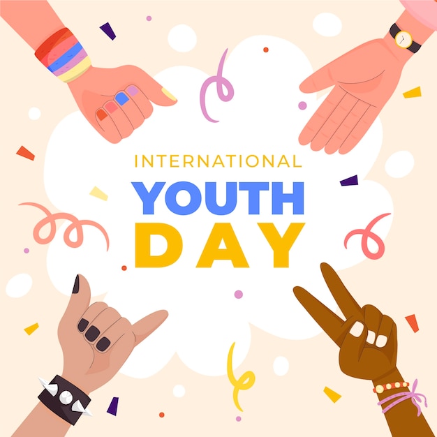 Vector ilustración plana para el día internacional de la juventud.