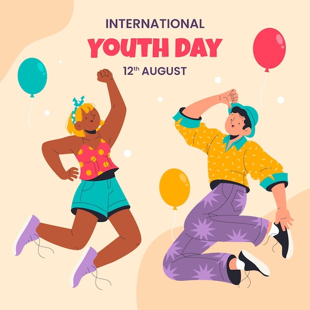 Ilustración plana del día internacional de la juventud