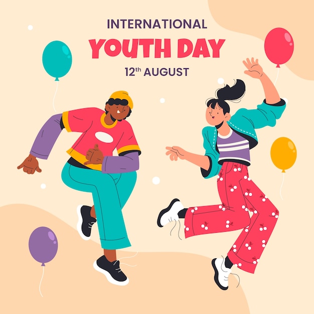 Ilustración plana del día internacional de la juventud