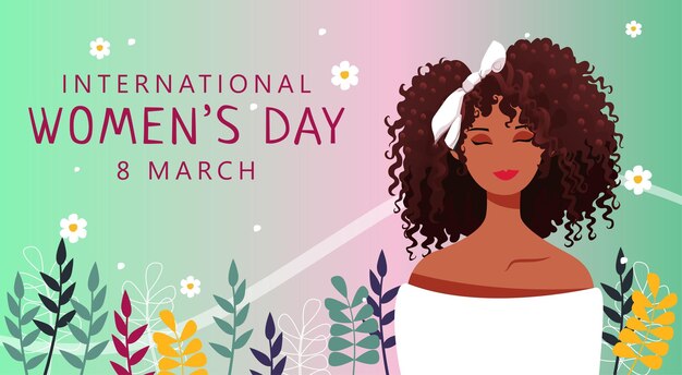 Vector ilustración plana del día internacional de la mujer con mujeres africanas bonitas