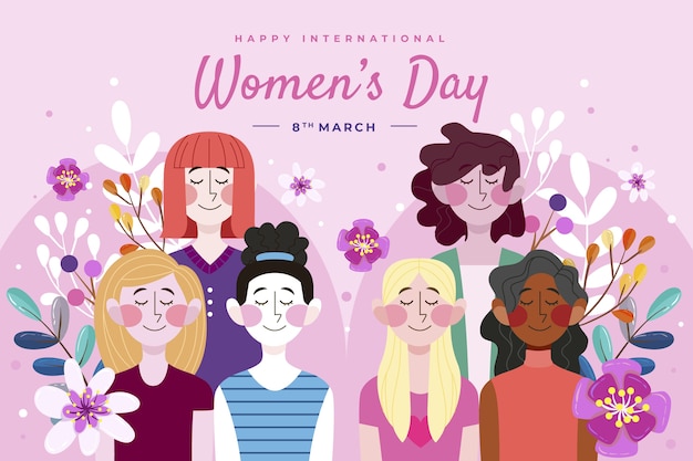 Ilustración plana del día internacional de la mujer