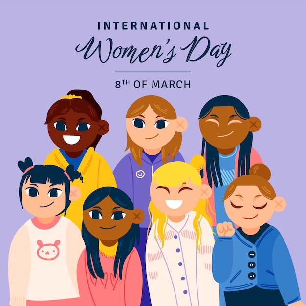 Ilustración plana del día internacional de la mujer