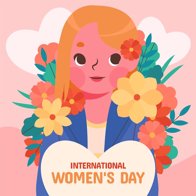 Ilustración plana del día internacional de la mujer