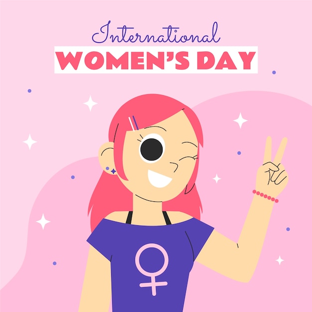 Ilustración plana del día internacional de la mujer