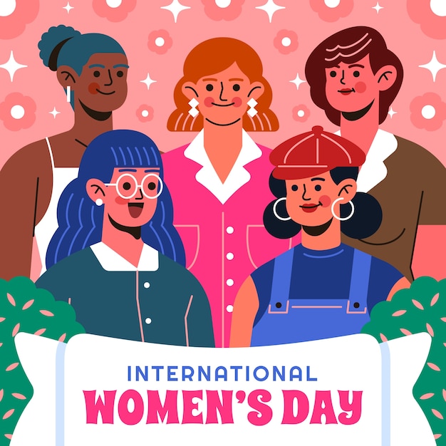 Ilustración plana del día internacional de la mujer