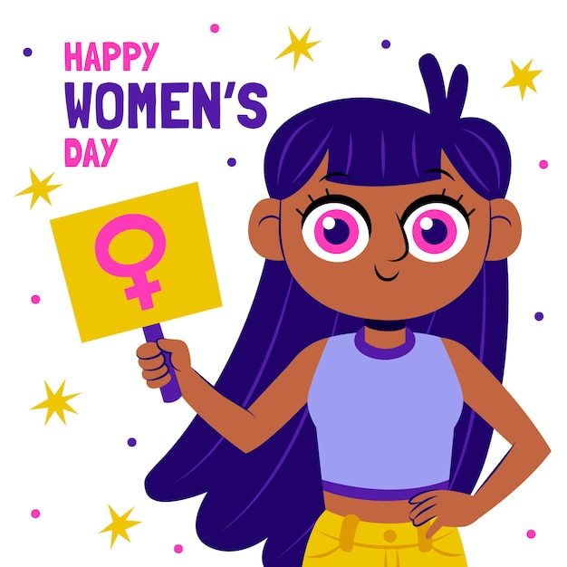 Ilustración plana del día internacional de la mujer