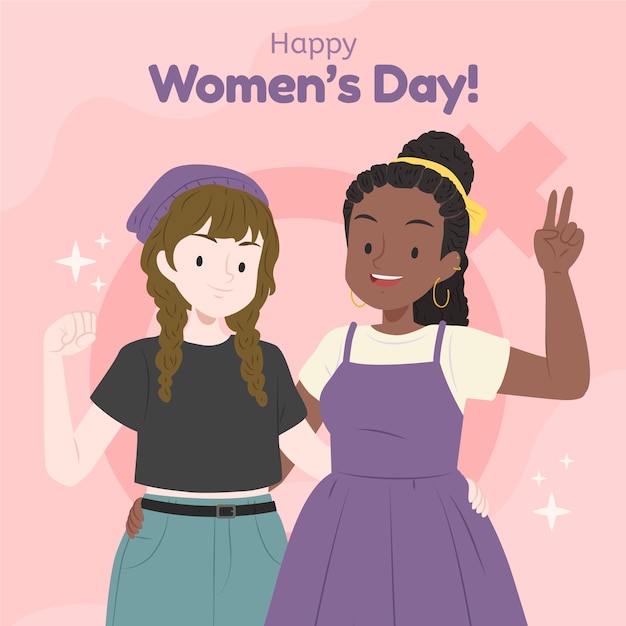 Ilustración plana del día internacional de la mujer