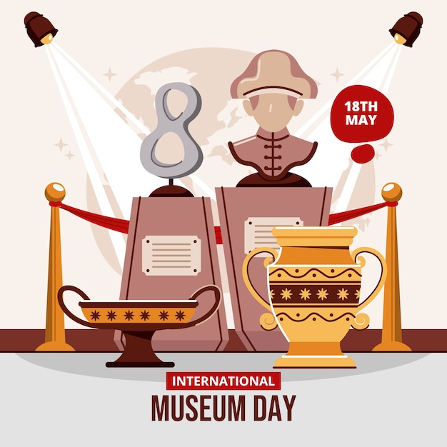 Vector ilustración plana para el día internacional de los museos