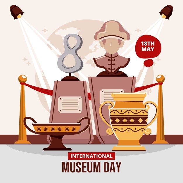 Ilustración plana para el día internacional de los museos