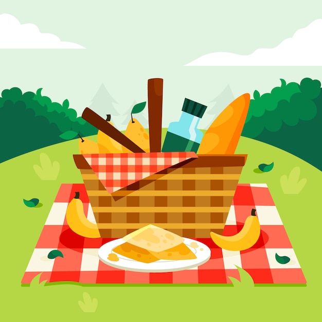 Vector ilustración plana para el día internacional del picnic.