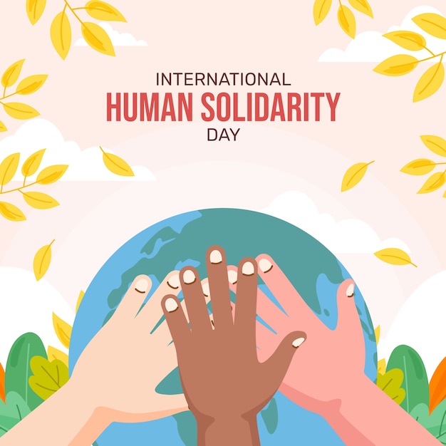 Ilustración plana del día internacional de la solidaridad humana