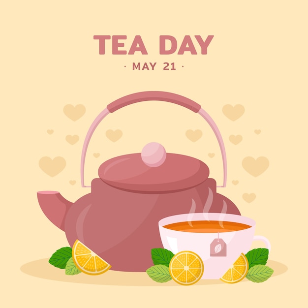 Vector ilustración plana del día internacional del té